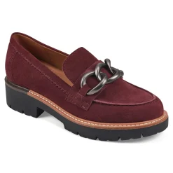 Hot Earth Shoes Zalor Round Toe Lug Sole Casual Slip-on Loafers Dark Red