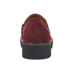 Hot Earth Shoes Zalor Round Toe Lug Sole Casual Slip-on Loafers Dark Red
