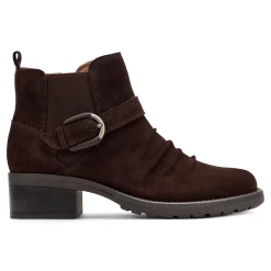 Online Earth Shoes Zane Ruched Booties Dark Brown Suede