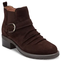 Online Earth Shoes Zane Ruched Booties Dark Brown Suede