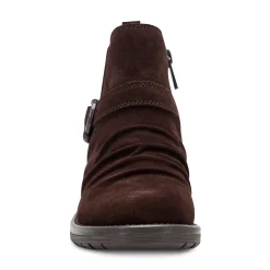Online Earth Shoes Zane Ruched Booties Dark Brown Suede