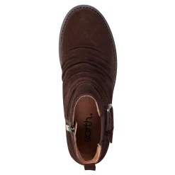 Online Earth Shoes Zane Ruched Booties Dark Brown Suede
