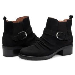 Hot Earth Shoes Zane Ruched Booties Black Suede