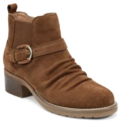 New Earth Shoes Zane Ruched Booties Brown Suede