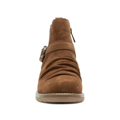 New Earth Shoes Zane Ruched Booties Brown Suede