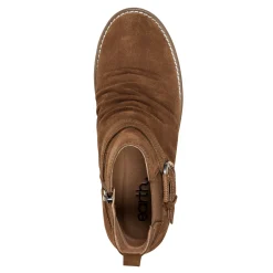 New Earth Shoes Zane Ruched Booties Brown Suede