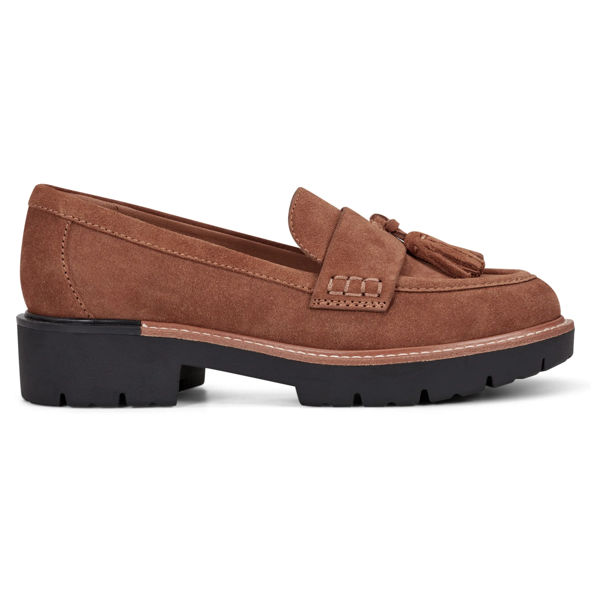 Online Earth Shoes Zimm Round Toe Lug Sole Casual Slip-on Loafers Medium Brown