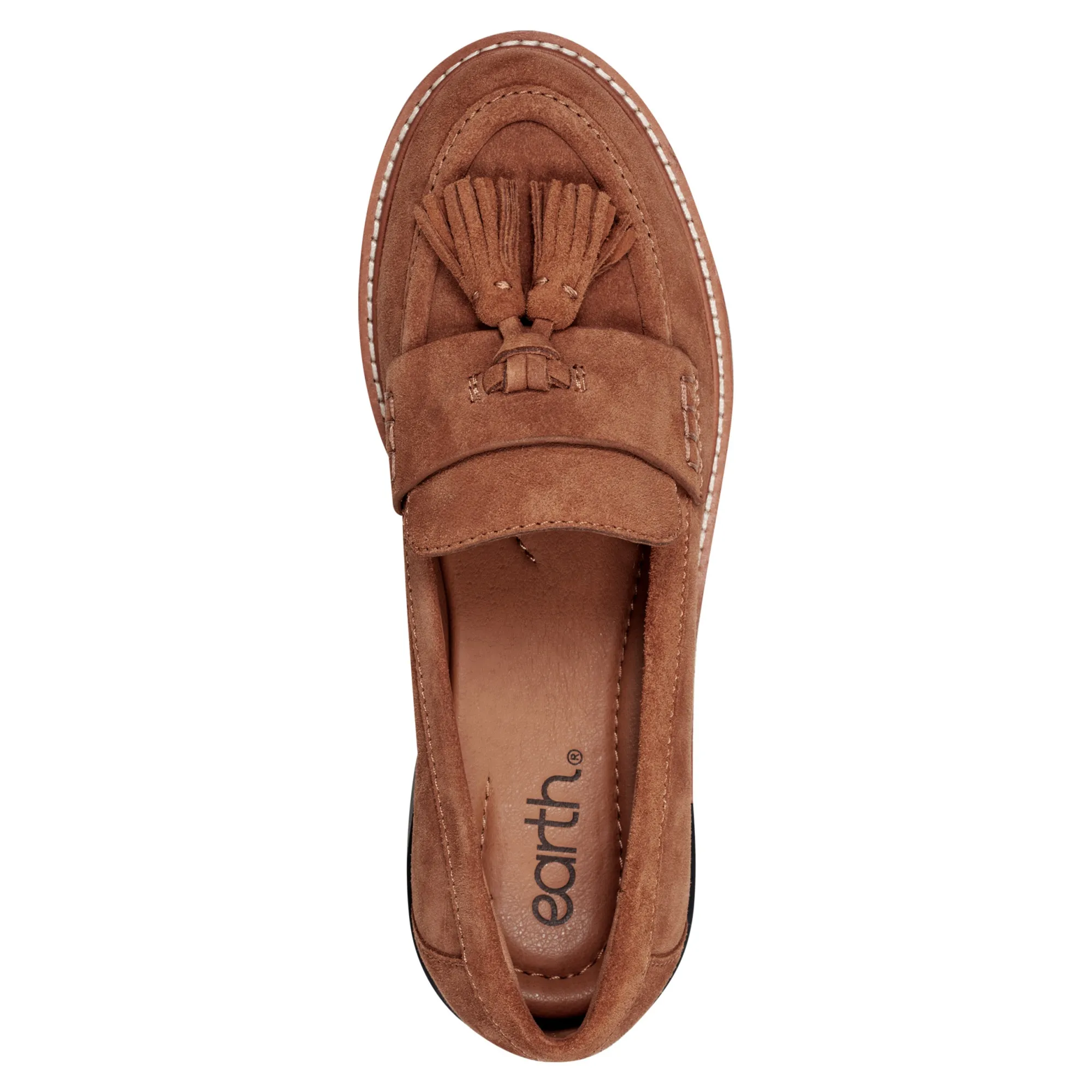 Online Earth Shoes Zimm Round Toe Lug Sole Casual Slip-on Loafers Medium Brown