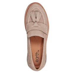 New Earth Shoes Zimm Round Toe Lug Sole Casual Slip-on Loafers Light Natural
